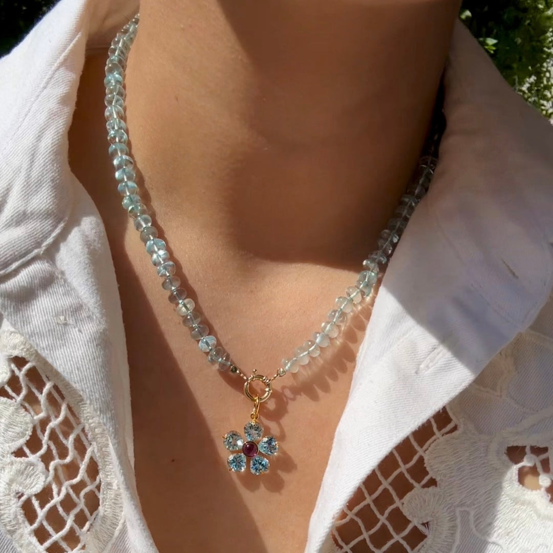First Bloom — Gemstone Flower Pendants set in 14k gold