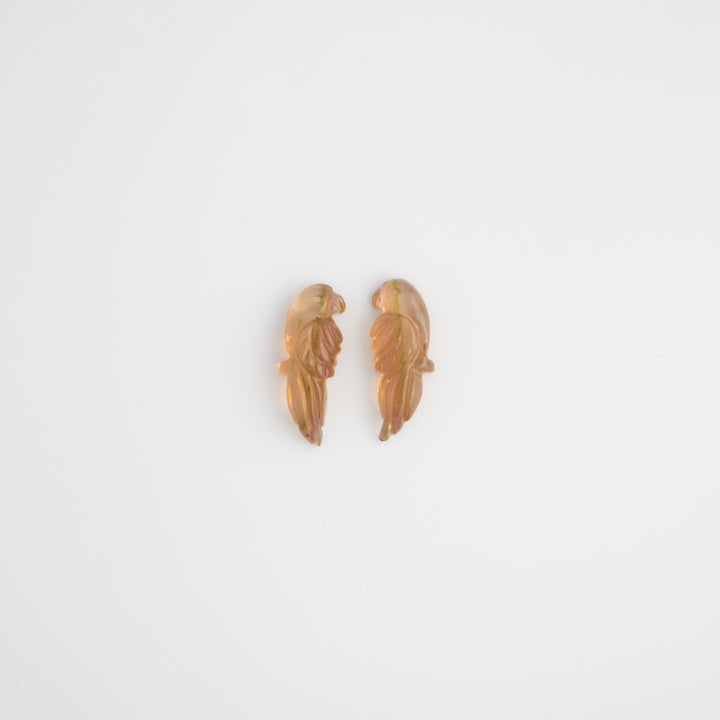 Perico Earrings — Peach Tourmaline Carvings with 14k Gold