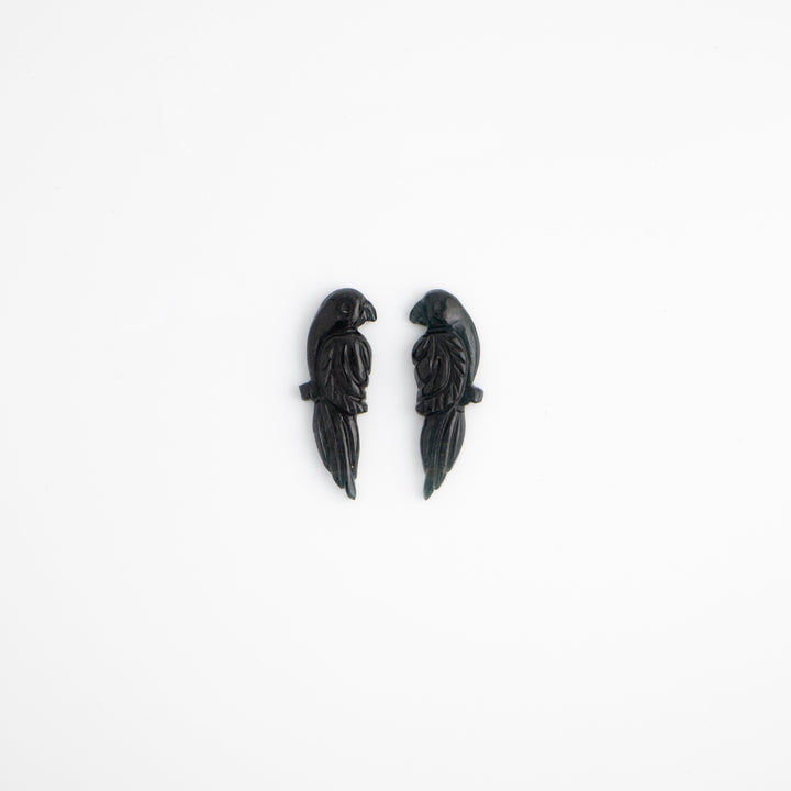 Perico Earrings — Blue Tourmaline Carvings with Aquamarine 14k Gold