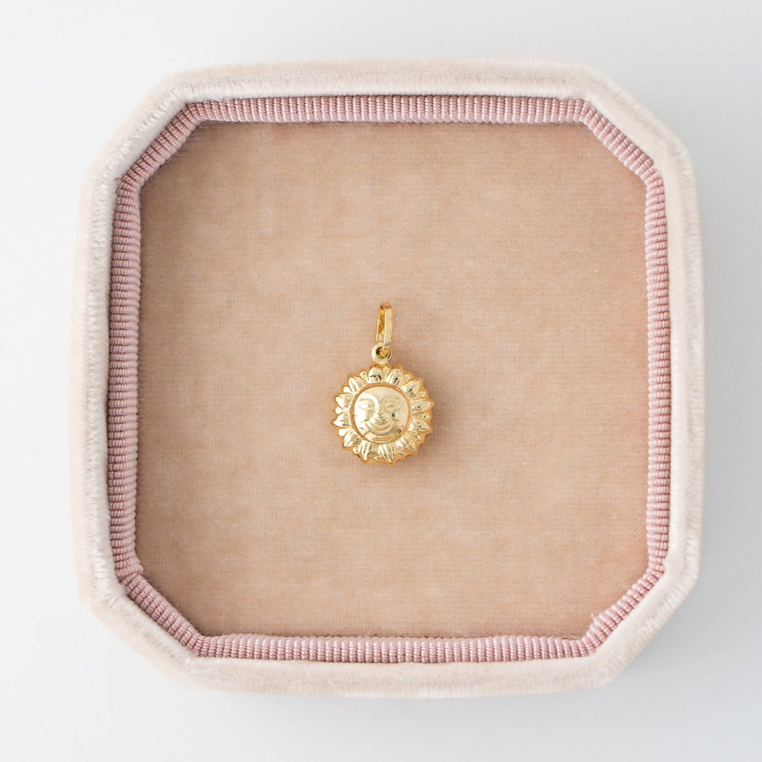 Puffy Sun 14k Yellow Gold Charm