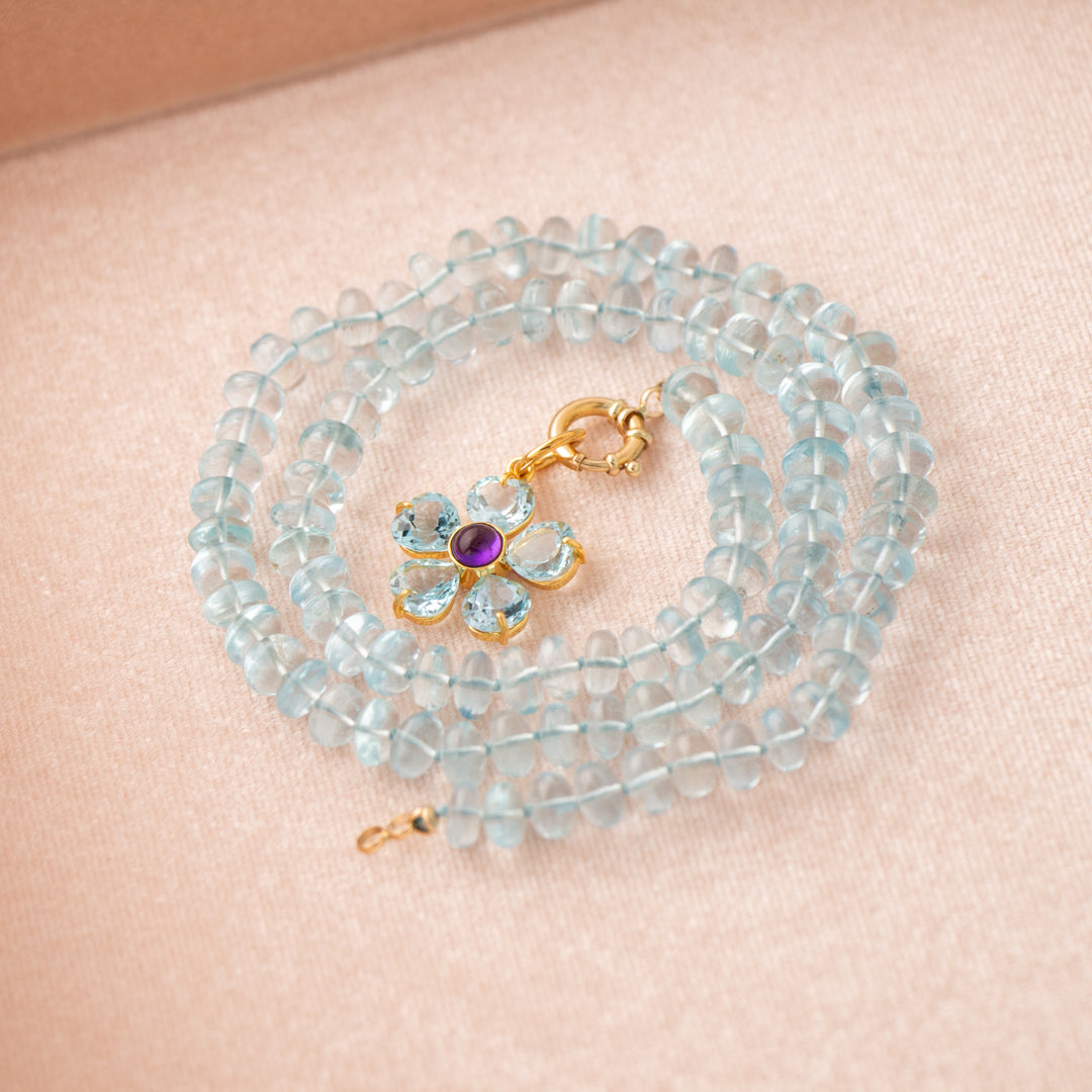First Bloom — Gemstone Flower Pendants set in 14k gold
