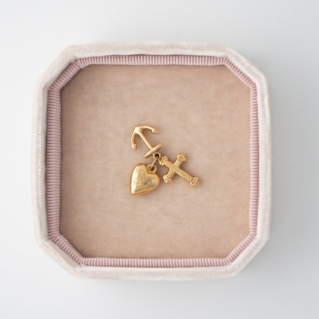 Vintage 14k Yellow Gold Faith, Hope & Love Charm