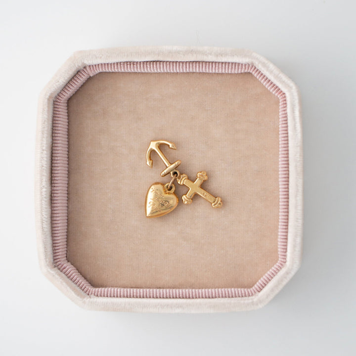Vintage 14k Yellow Gold Faith, Hope & Love Charm