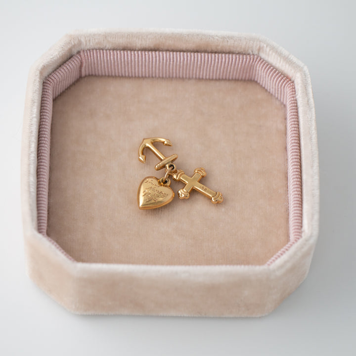 Vintage 14k Yellow Gold Faith, Hope & Love Charm