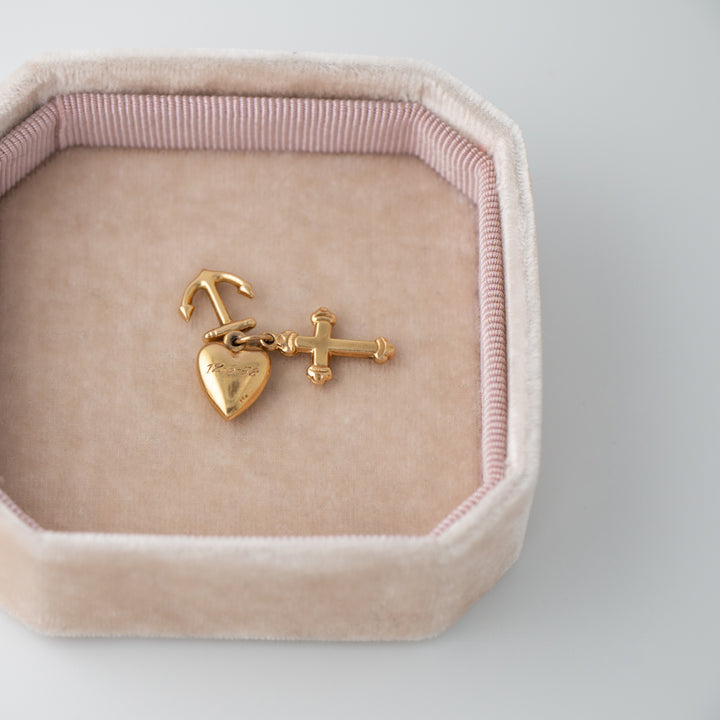 Vintage 14k Yellow Gold Faith, Hope & Love Charm