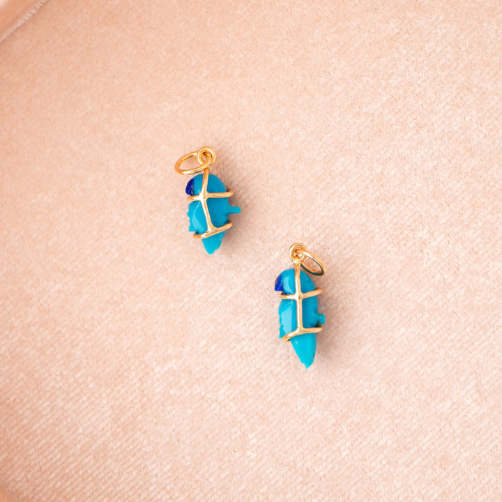 Pericos — Turquoise Carvings with 14k gold