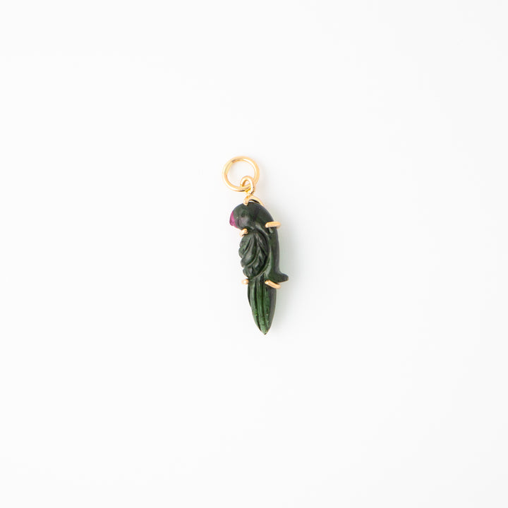 Pericos — Green Tourmaline Carvings with 14k gold