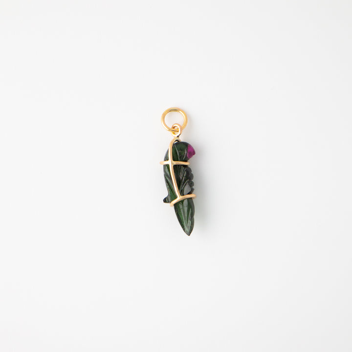 Pericos — Green Tourmaline Carvings with 14k gold