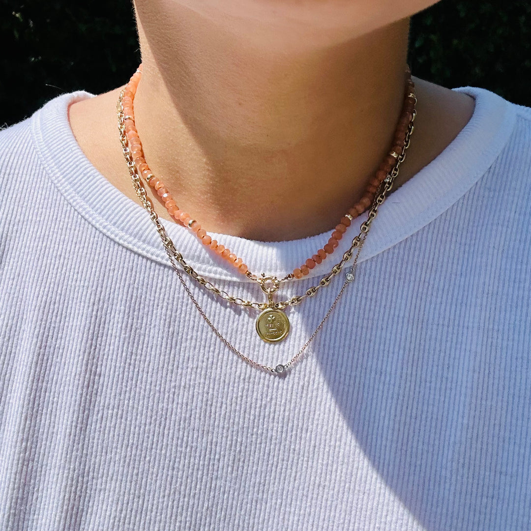 Playa Conchal — Peach Moonstone Necklace