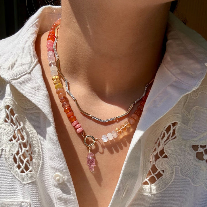 Pericos — Pink Tourmaline Carvings with 14k gold