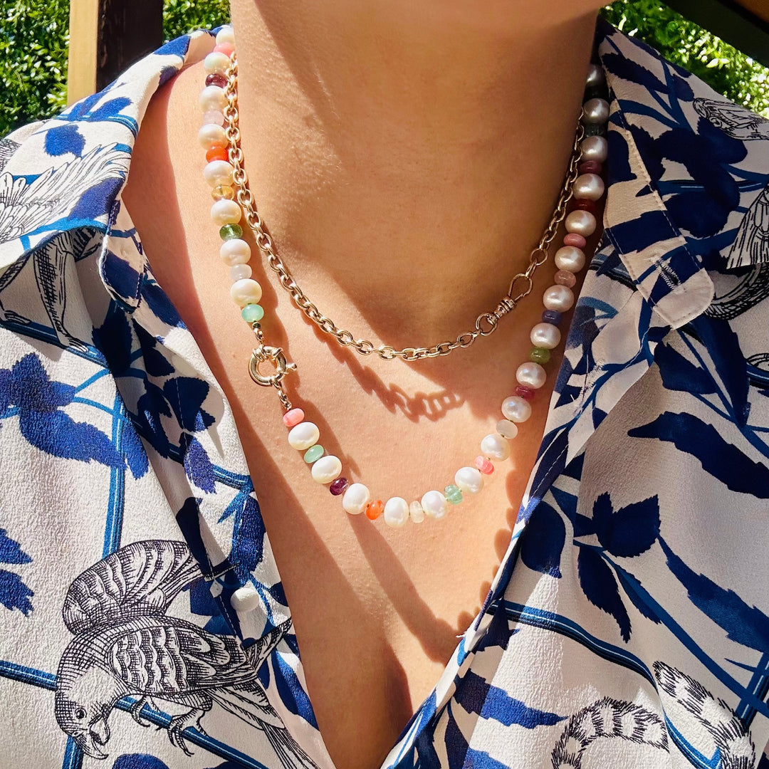 Penelope — Multi-gemstone & Pearl Knotted Necklace