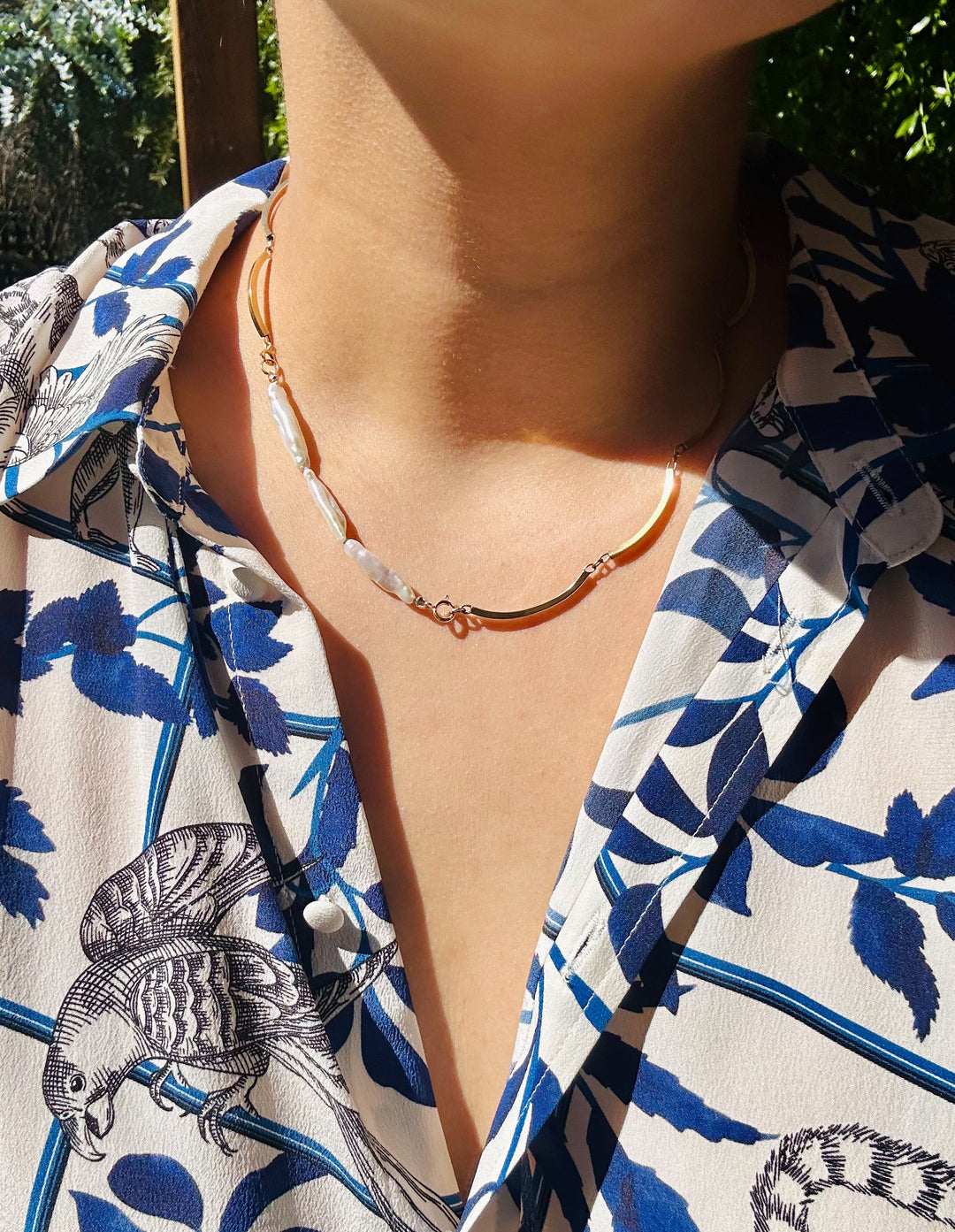 Petra — Vintage collar & Biwa Pearl Knotted Necklace