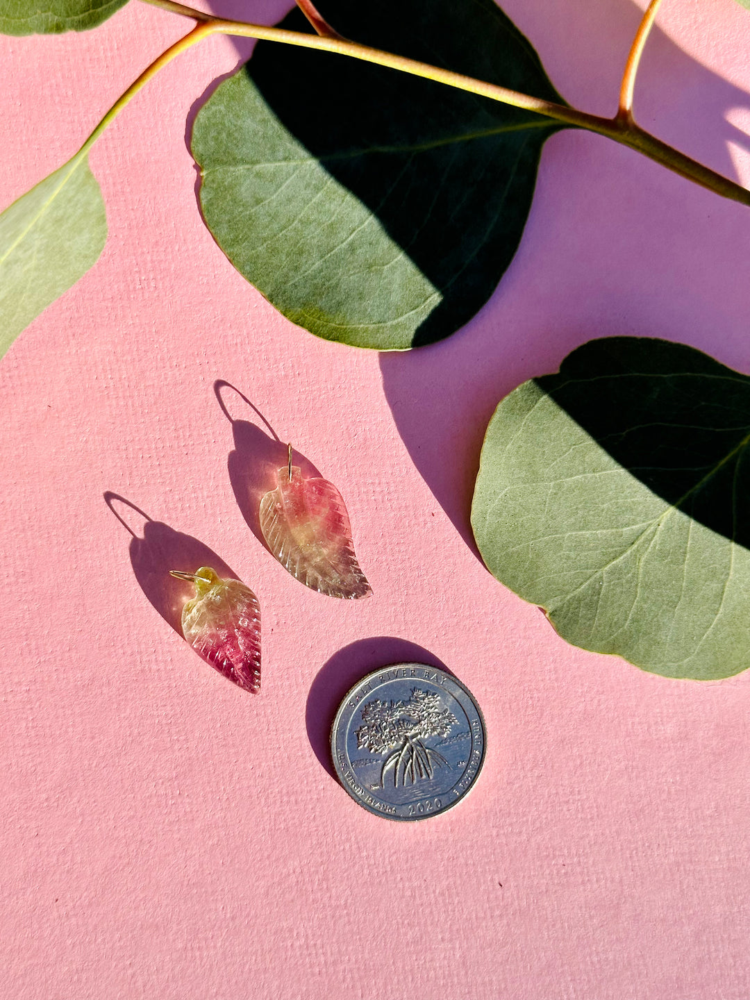 Multi-colored Tourmaline Leaf Pendants