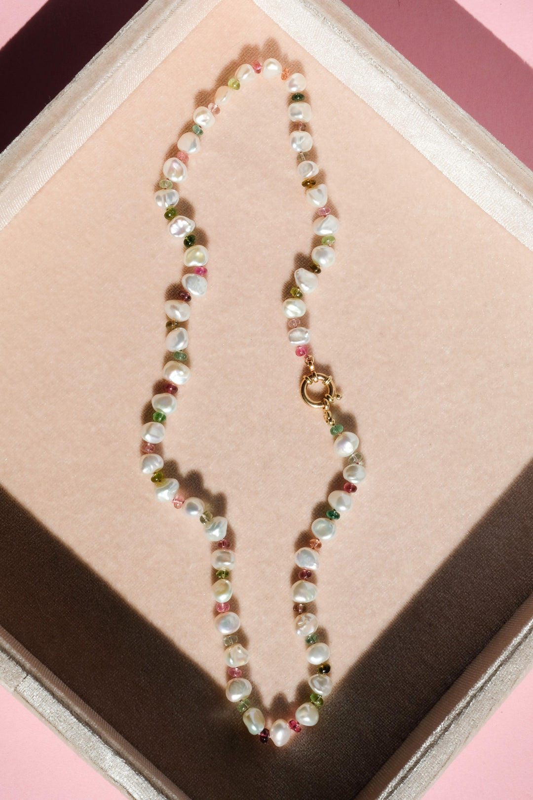 Paula — Tourmaline & Pearl Knotted Necklace