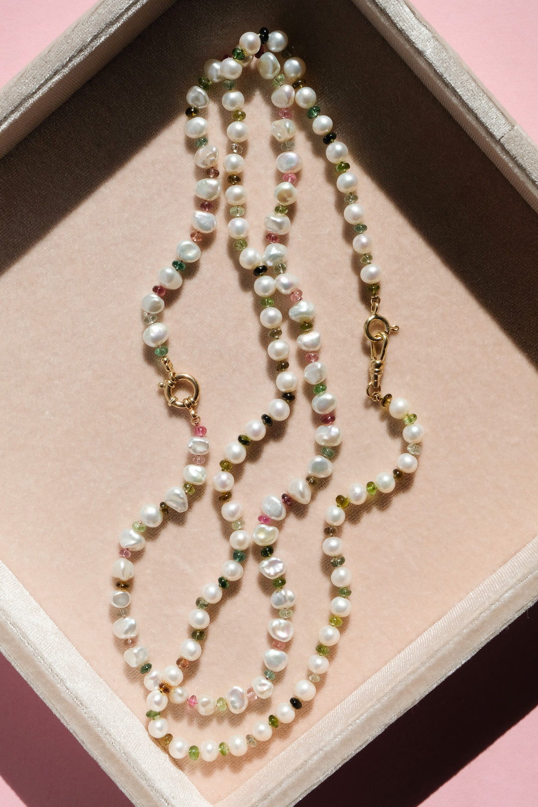 Phoebe — Tourmaline & Pearl Knotted Necklace