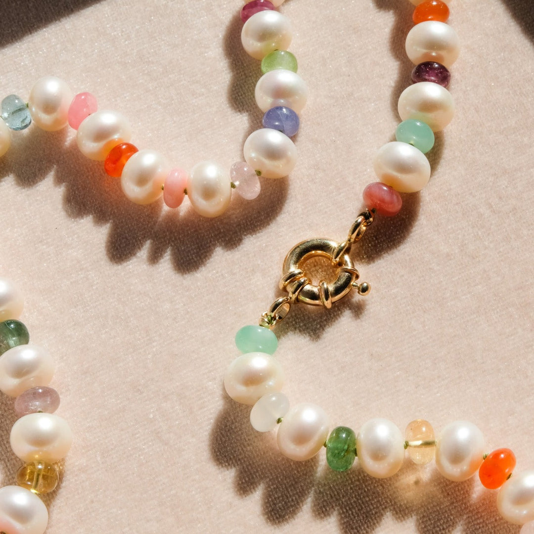 Penelope — Multi-gemstone & Pearl Knotted Necklace