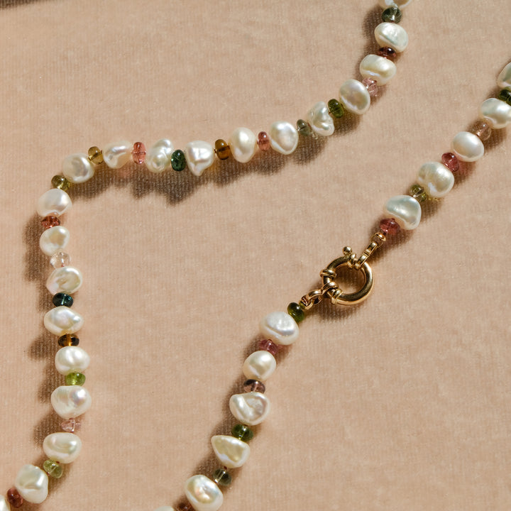 Paula II — Tourmaline & Pearl Knotted Necklace