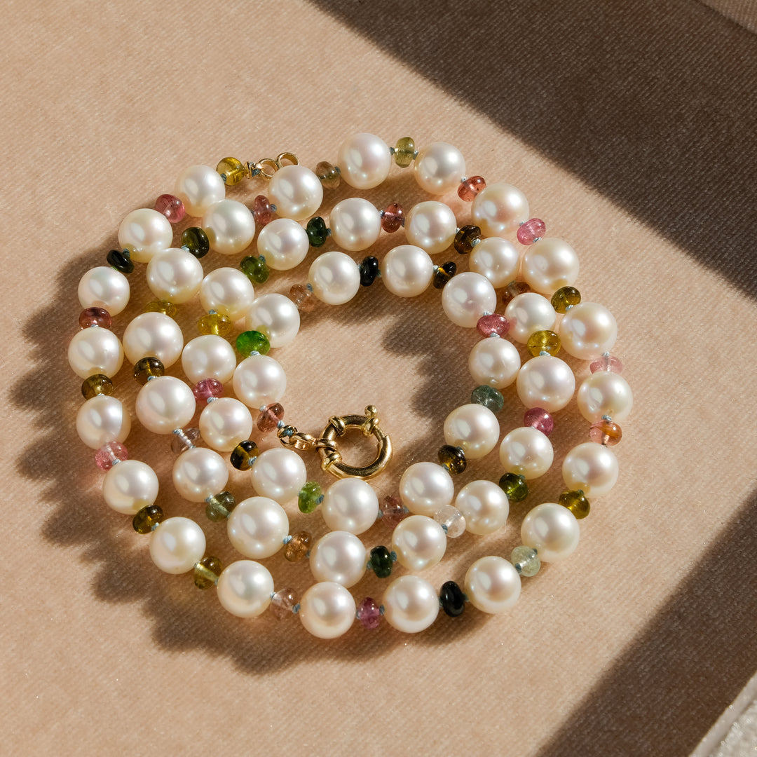 Parker — Tourmaline & Pearl Knotted Necklace