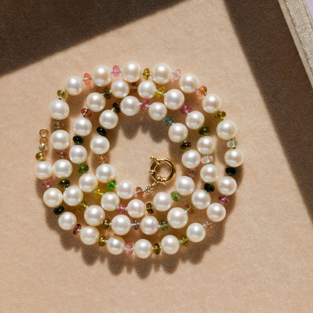 Parker — Tourmaline & Pearl Knotted Necklace