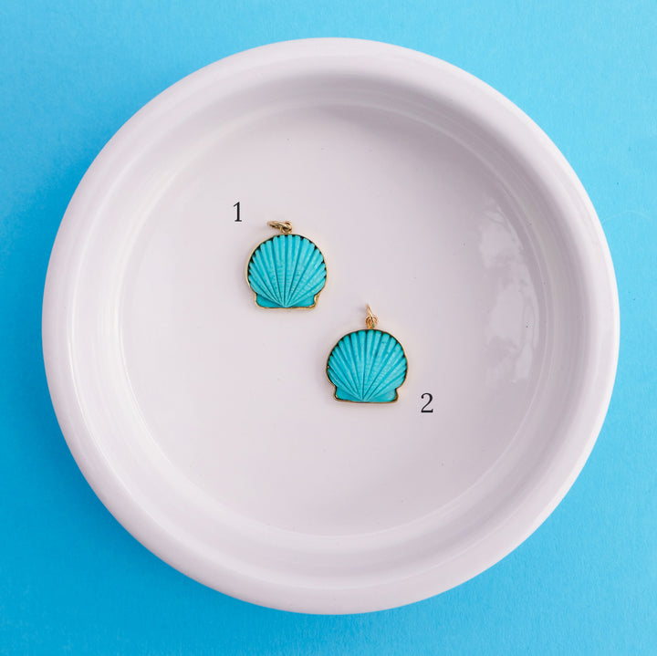 Sea Shells — Turquoise Carving with 14k gold