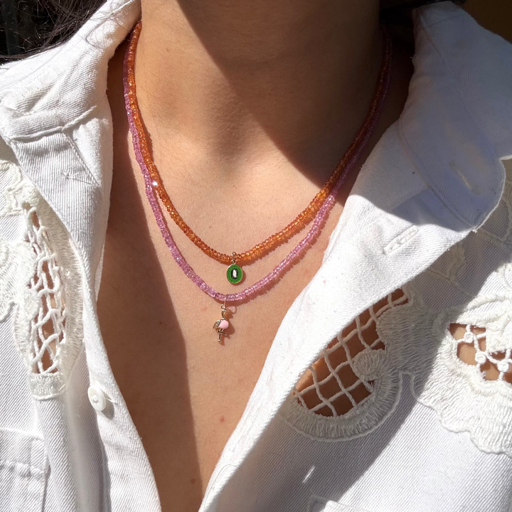 Mini — Pink Sapphire & Charms Necklace