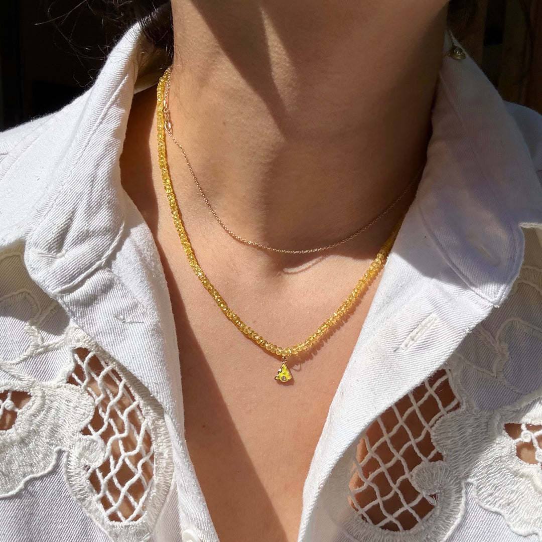 Mini — Yellow Sapphire & Cheese Charm Necklace