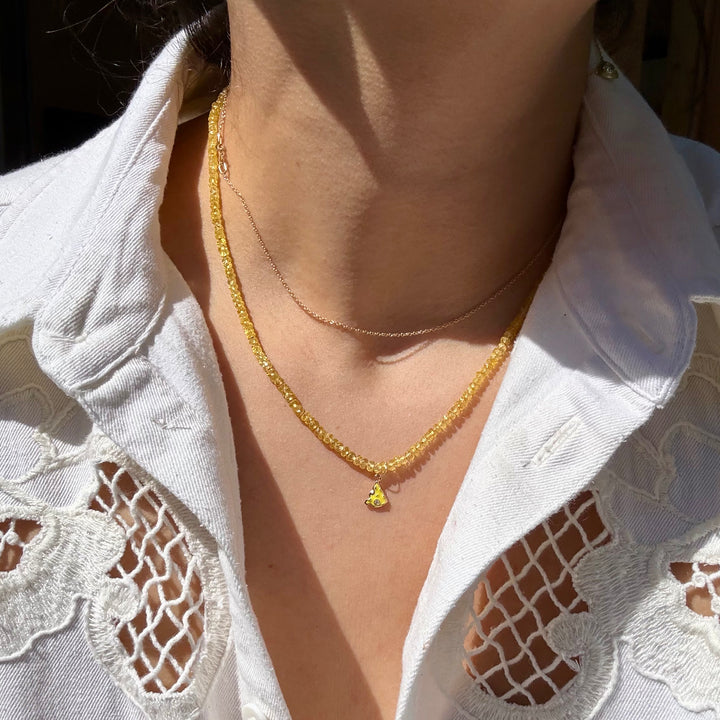 Mini — Yellow Sapphire & Cheese Charm Necklace