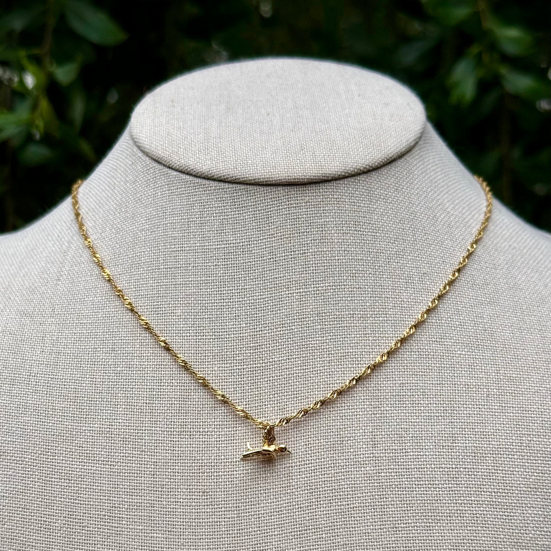 Vintage 14k Yellow Gold Hummingbird Charm