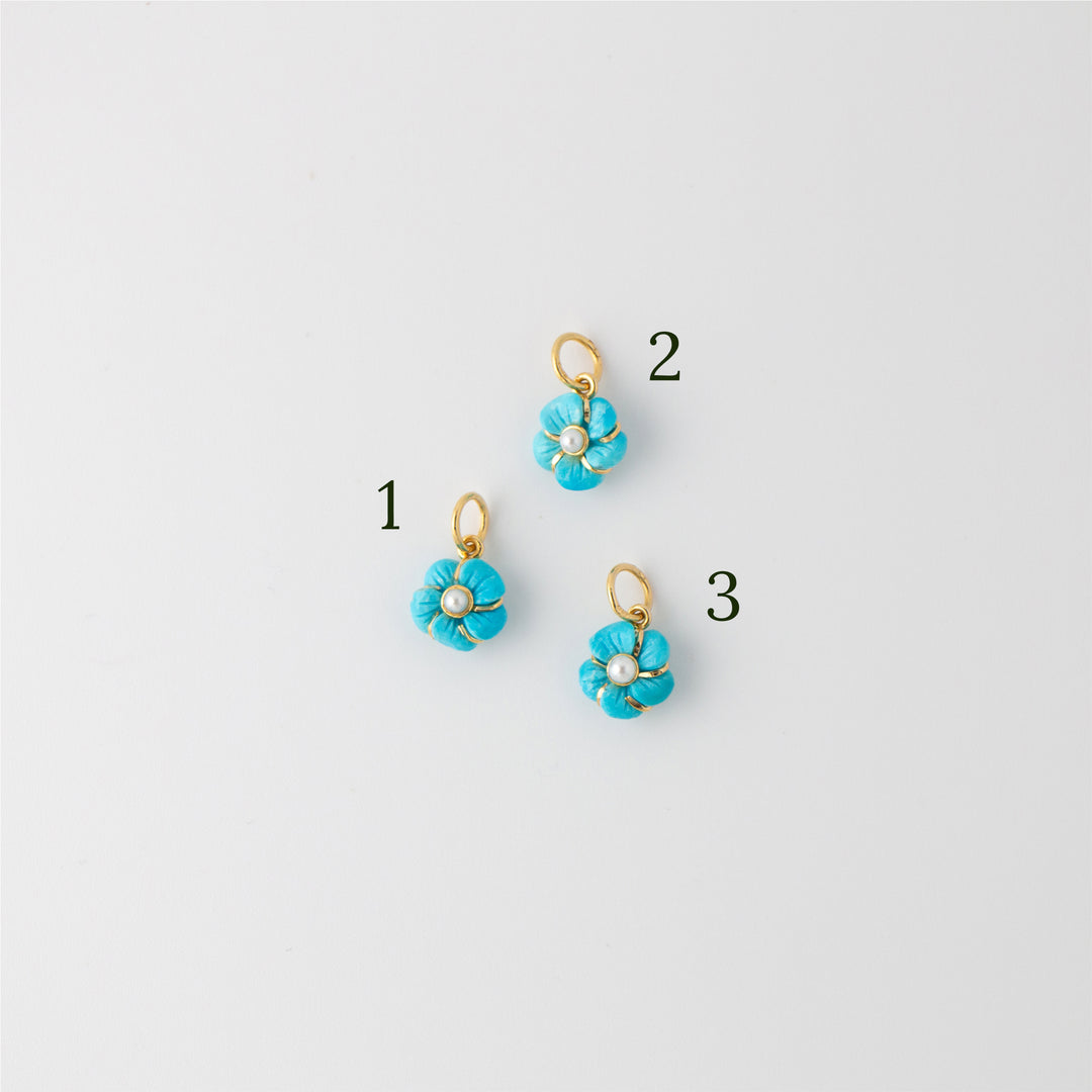 Sleeping Beauty Turquoise & Pearl Flower Charms