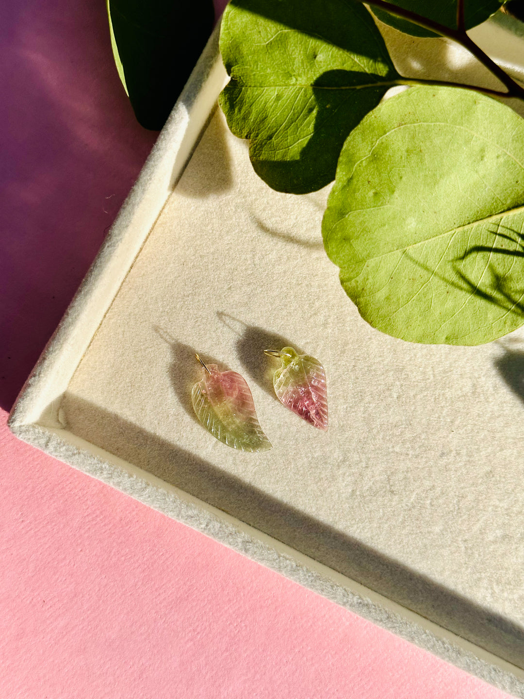 Multi-colored Tourmaline Leaf Pendants