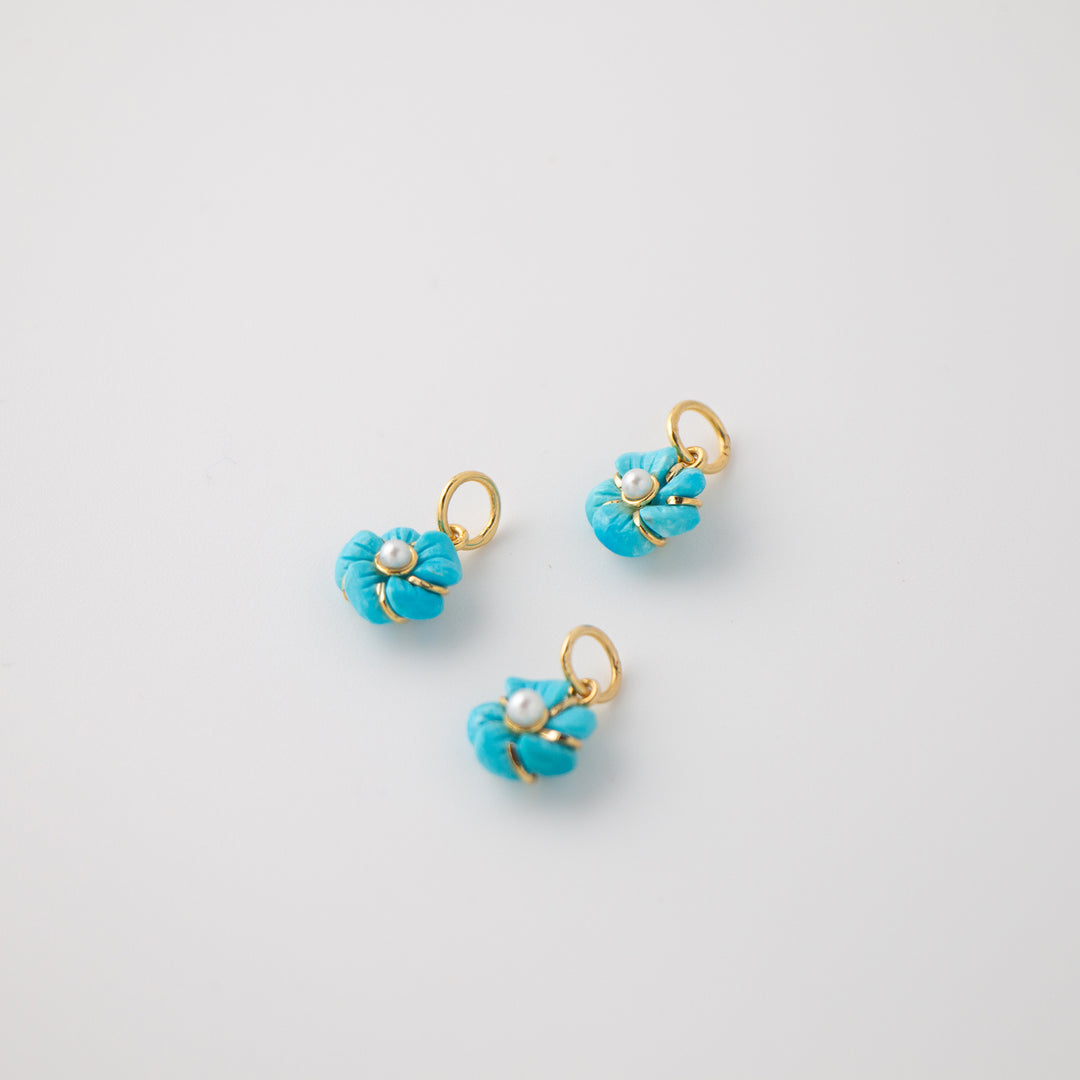 Sleeping Beauty Turquoise & Pearl Flower Charms