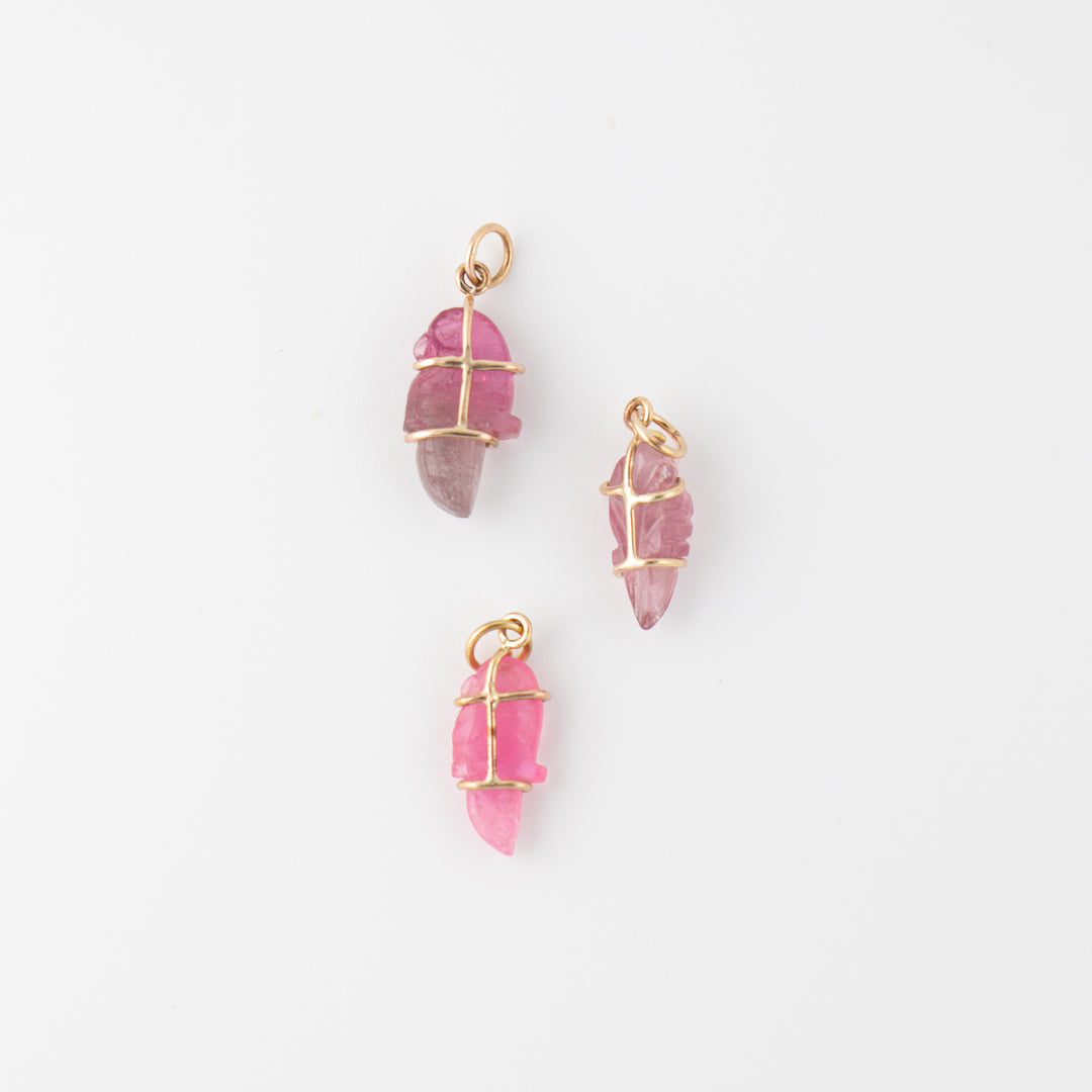 Pericos — Pink Tourmaline Carving with 14k gold