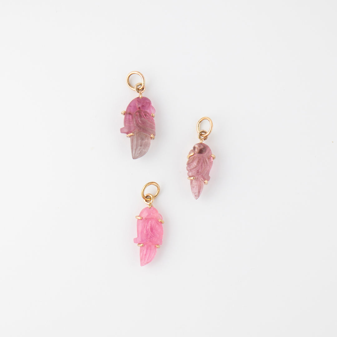 Pericos — Pink Tourmaline Carving with 14k gold