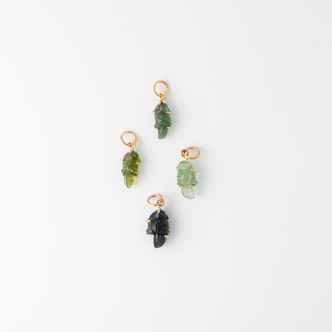 Pericos — Green Tourmaline Carving with 14k gold