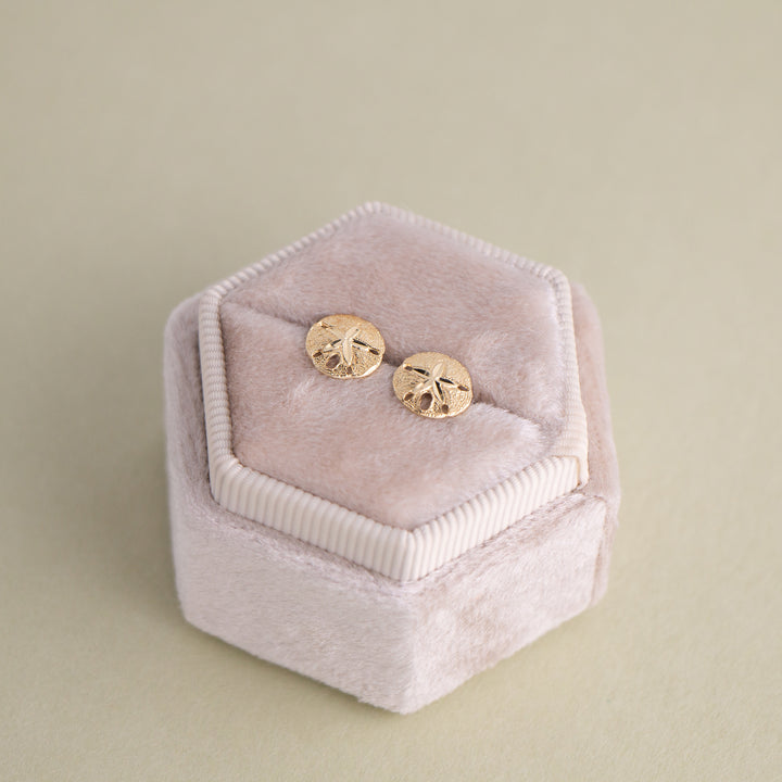 Yellow Gold Sand Dollar Earrings Studs