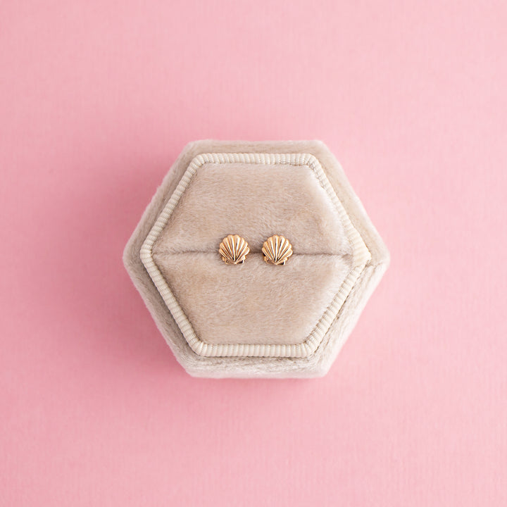 Rose Gold Tiny Sea Shells Earrings Studs