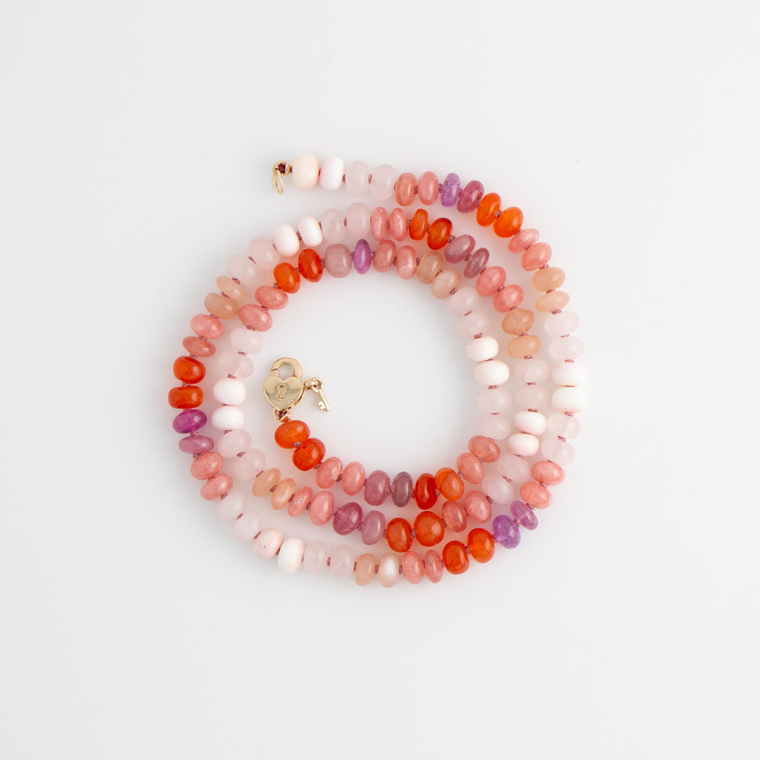 Anita — Pink & Orange Multi-Gemstone Necklace