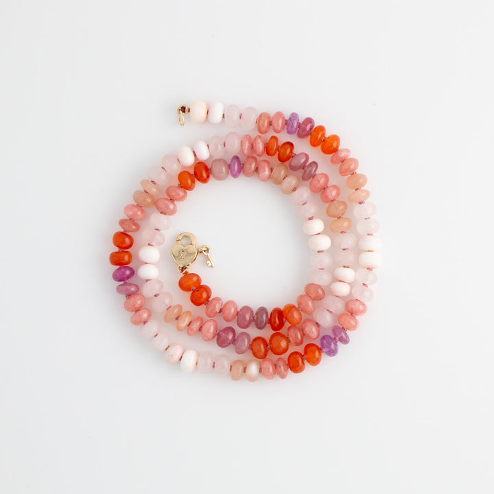 Anita — Pink & Orange Multi-Gemstone Necklace