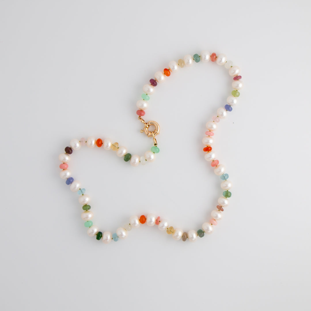 Penelope — Multi-gemstone & Pearl Knotted Necklace