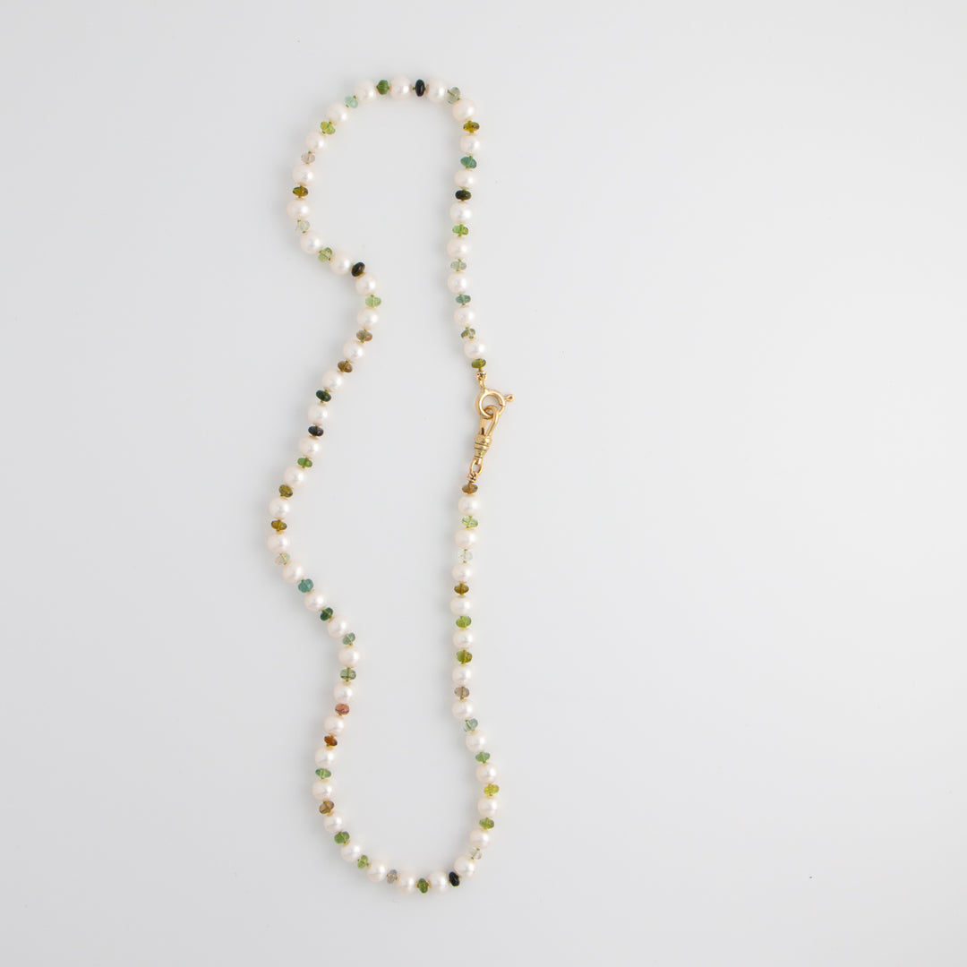 Phoebe — Tourmaline & Pearl Knotted Necklace