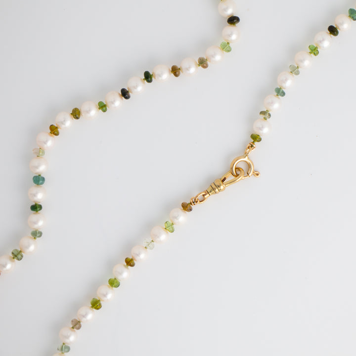 Phoebe — Tourmaline & Pearl Knotted Necklace