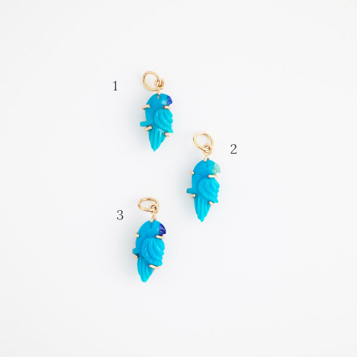 Pericos — Turquoise Carvings with 14k gold