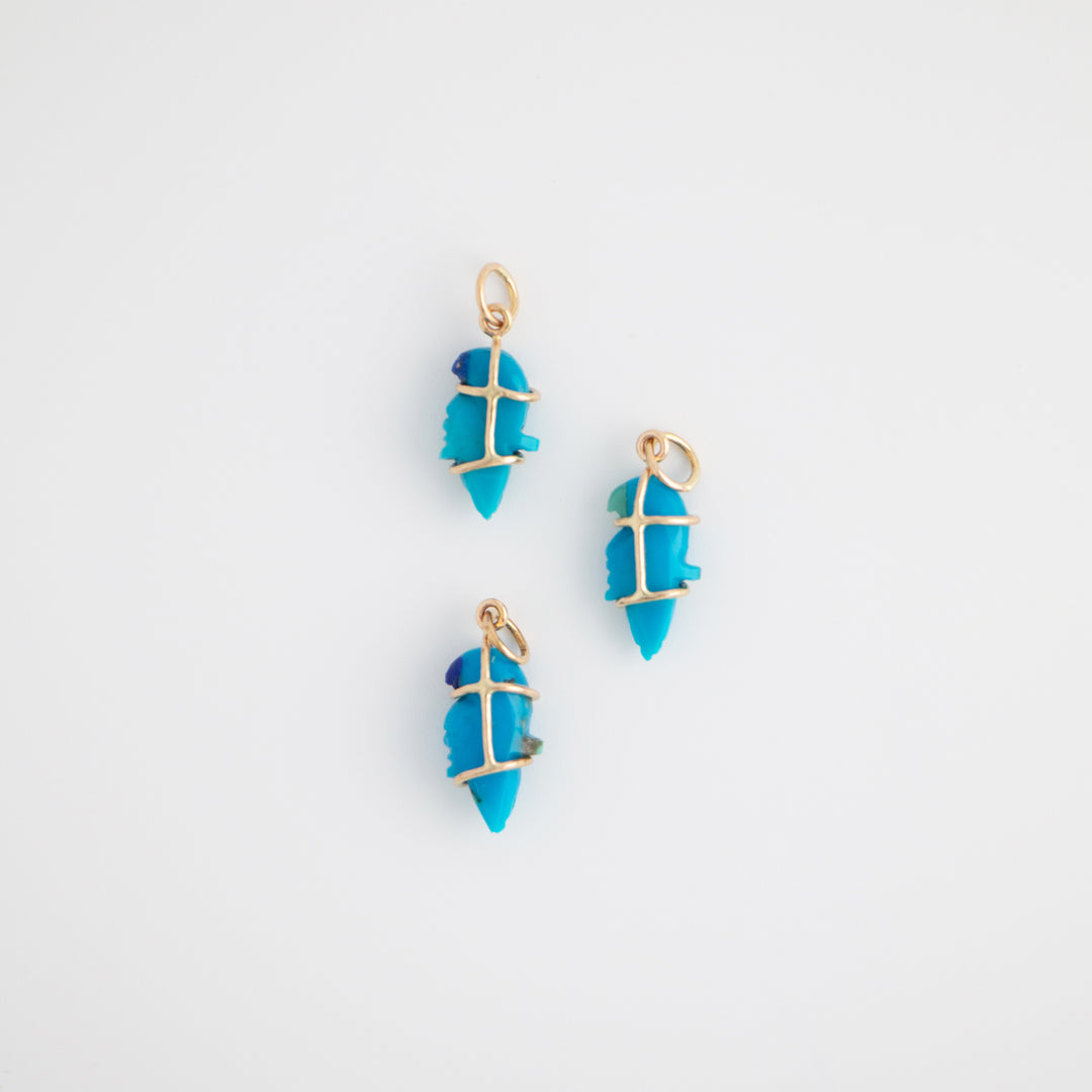 Pericos — Turquoise Carvings with 14k gold