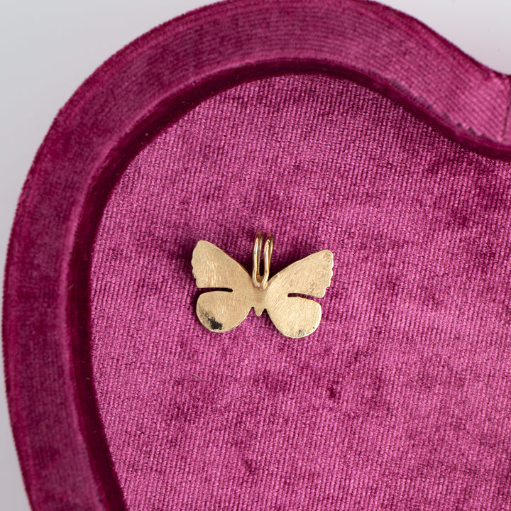 Vintage 14k Yellow Gold & Diamond Butterfly Charm