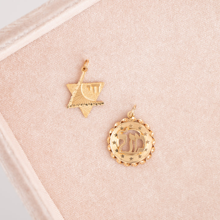 Vintage 14k Yellow Gold Judaica Charms