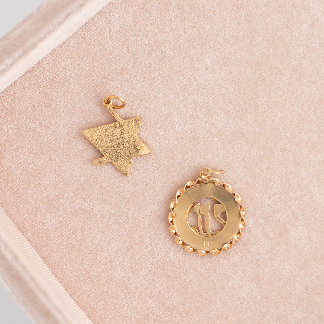 Vintage 14k Yellow Gold Judaica Charms