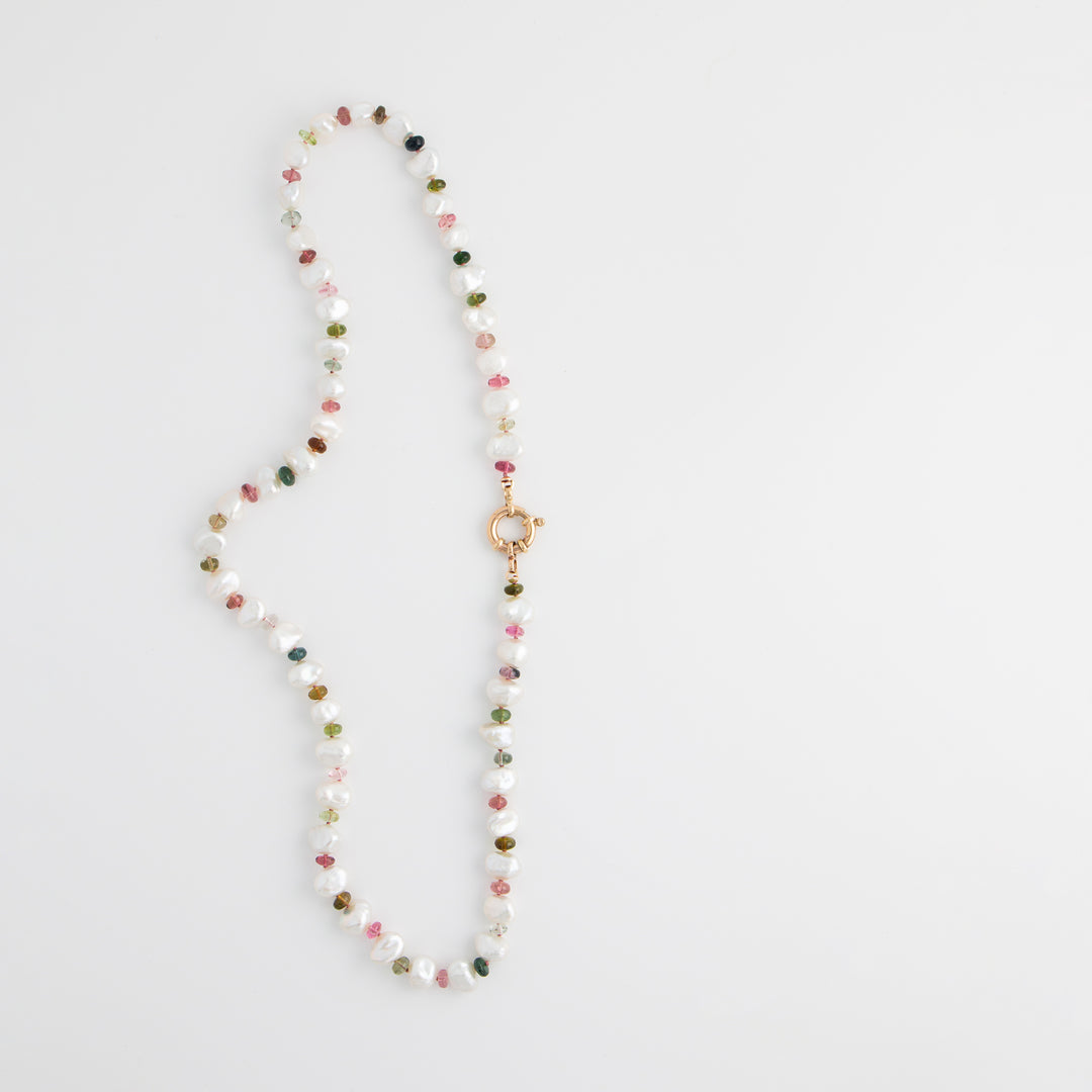 Paula II — Tourmaline & Pearl Knotted Necklace