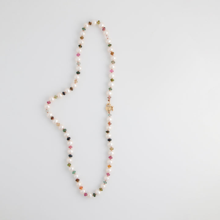 Paige — Tourmaline & Pearl Knotted Necklace