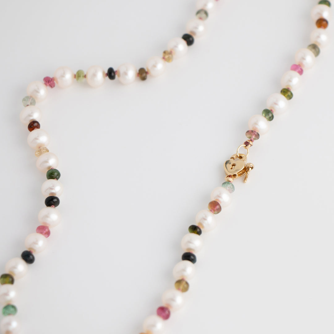 Paige — Tourmaline & Pearl Knotted Necklace