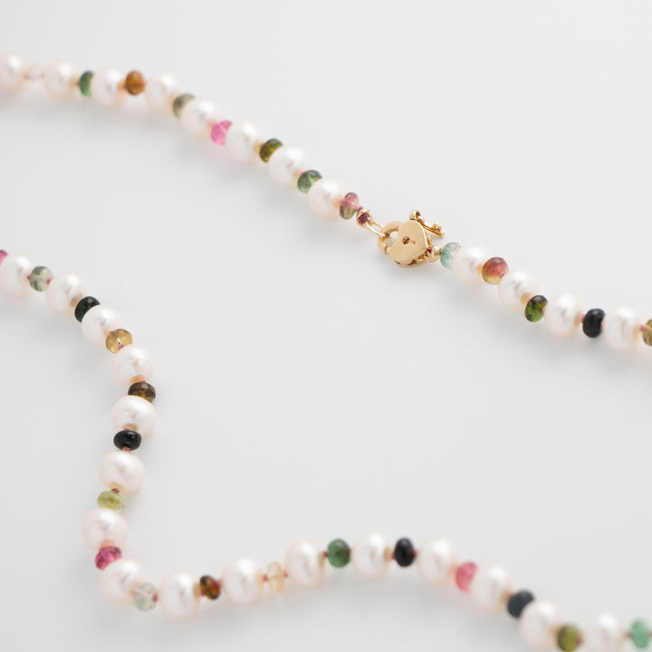 Paige — Tourmaline & Pearl Knotted Necklace